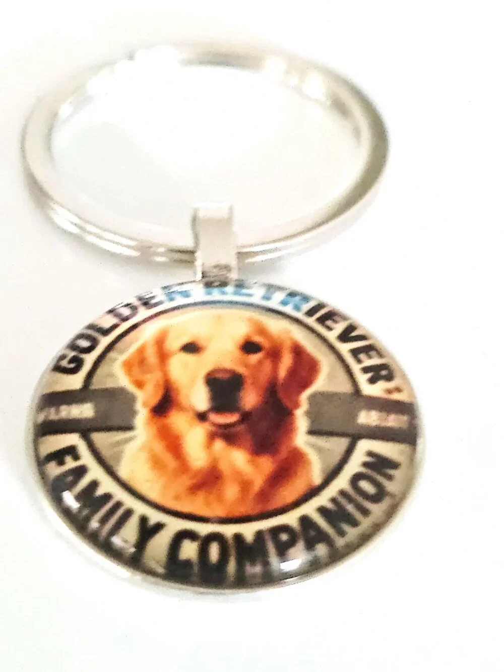 Golden Retriever Keychain Family Companion, Unisex, Glass Cabochon, Dog Lover